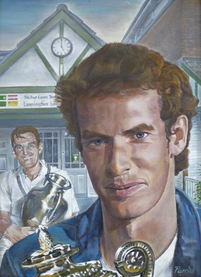 Os campeões masculinos de Wimbledon visitam o Leamington Lawn Tennis and Squash Club (pintura) de Kevin Parrish