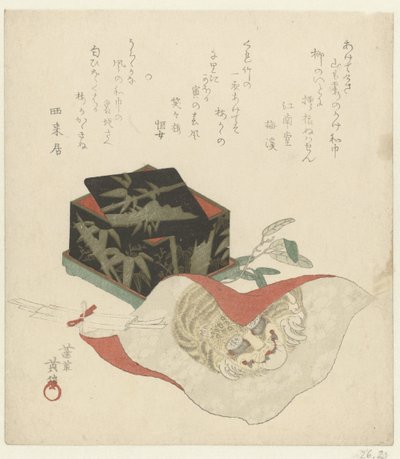 Caixa de laca e pano de Kikugawa Eishin
