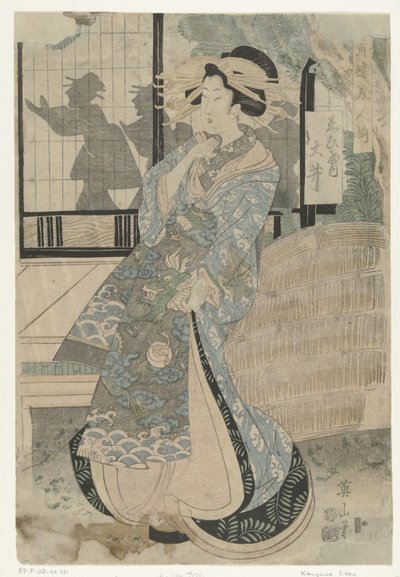 Cortesã Oi da casa Ebiya Ebiya uchi Oi (título no objeto) Série de belezas das casas de prazer (título da série) Seiro bijin soroi (título da série no objeto) de Kikugawa Eizan