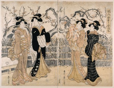Elegante Jardim de Ameixoeira de Kikukawa Eizan