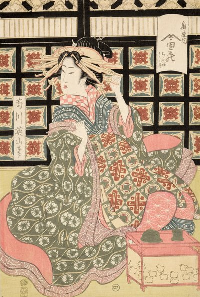 Ukiyo-e Impressão de Courtesan por Eizan, c.1810 (impressão em bloco de madeira a cores) de Kikukawa Eizan