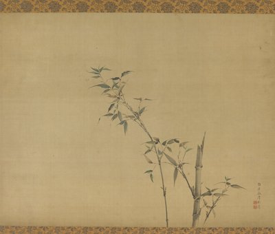 Caules de bambu com ramos e folhagem, período Edo, século XIX. de Kishi Ganku