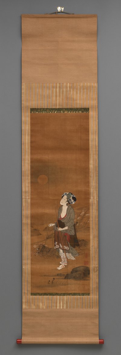 Figura em pé, c.1790-1850 (aguarela sobre seda) de Kitagawa Fujimaro