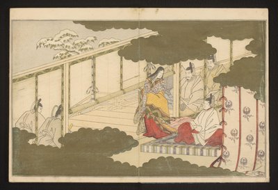Uma cena de tribunal ambientada na neve de Kitagawa Utamaro