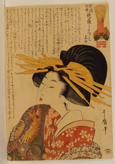Uma cortesã levantando a manga de Kitagawa Utamaro