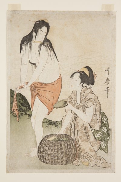 Abalone Divers (impressão em bloco de madeira a cores) de Kitagawa Utamaro
