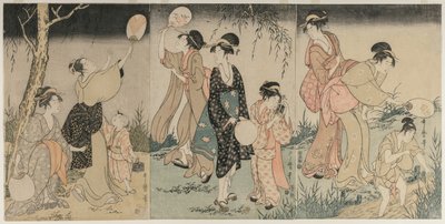 Pegando vaga-lumes de Kitagawa Utamaro