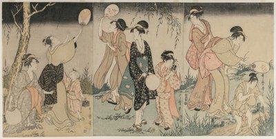 Apanhar vaga-lumes, c. 1796-1797. de Kitagawa Utamaro