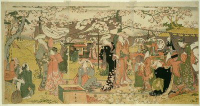 Banquete de cerejeiras em flor (Oka no utage) de Kitagawa Utamaro