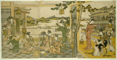As belezas chinesas num banquete de Kitagawa Utamaro