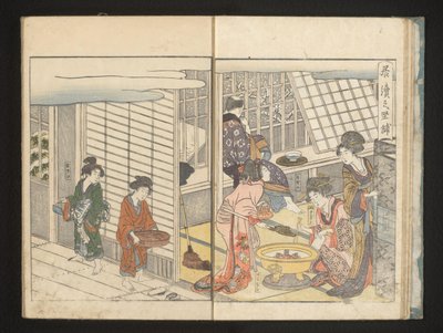 Courtisanes e convidado durante a manhã de Inverno de Kitagawa Utamaro
