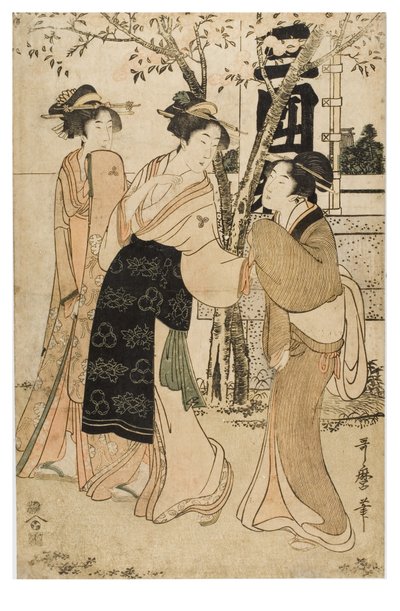 Exposição de tesouros no Santuário de Mimeguri de Kitagawa Utamaro