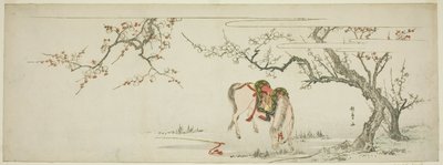 Cavalo sob uma ameixeira florida de Kitagawa Utamaro