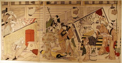 Limpeza da casa em preparação para o Ano Novo de Kitagawa Utamaro