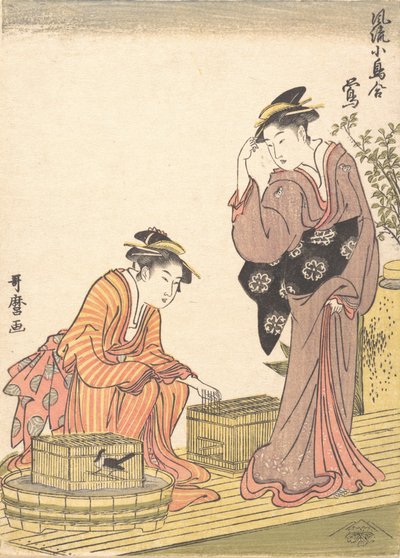Bush Warbler japonês, 1754-1806. de Kitagawa Utamaro