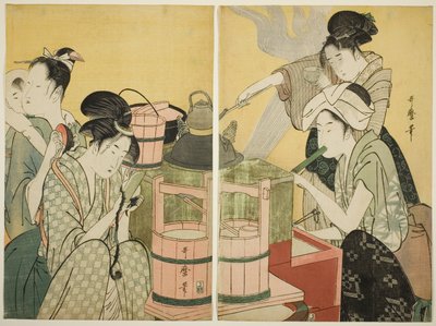 Cena da cozinha de Kitagawa Utamaro