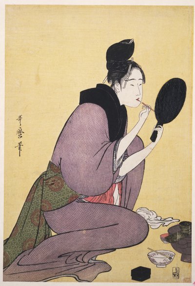 Kuchi-beni, Pintando os Lábios de Kitagawa Utamaro