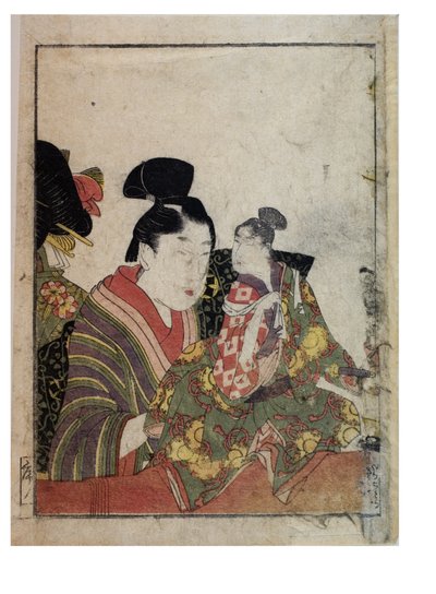 Cenas de marionetes com manipuladores masculinos e femininos, c. 1758-1806 (impressão em xilogravura sobre papel) de Kitagawa Utamaro