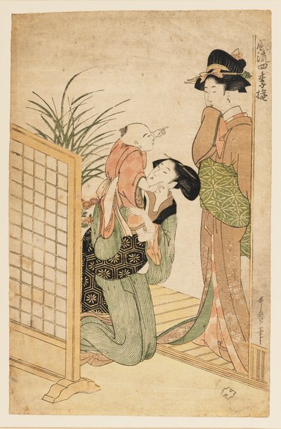 Mãe, filho, e enfermeira, c1800 de Kitagawa Utamaro