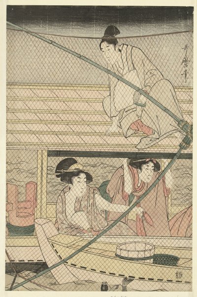 Pesca noturna de Kitagawa Utamaro