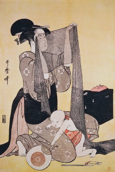 Agulha, ca. 1794, de Kitagawa Utamaro (1753-1806), xilogravura, Japão, período Edo de Kitagawa Utamaro