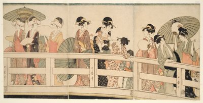 Em e p Plan d Sob Rokoku B Ridage (no topo da Rokoku Bridge) de Kitagawa Utamaro