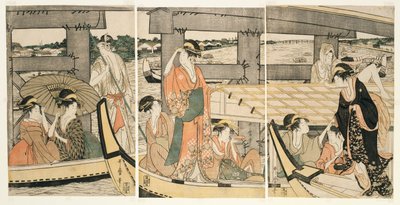 Em e p Plan d Sob Rokoku B Ridage (no topo da Rokoku Bridge) de Kitagawa Utamaro