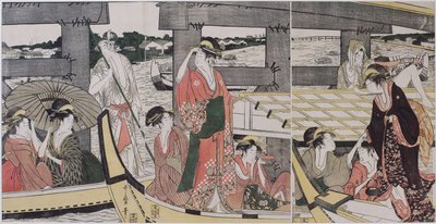 Em cima e embaixo da ponte Ryogoku, c. 1796 de Kitagawa Utamaro