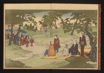 Tomar e apreciar chá nas colinas de Ueno, Edo de Kitagawa Utamaro