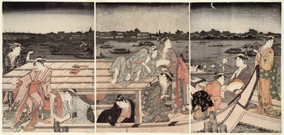 Passeio de barco no rio Sumida de Kitagawa Utamaro