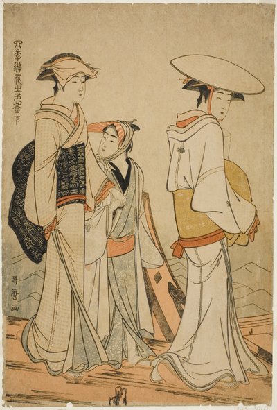 Prazeres das Quatro Estações: Cores e Aromas de Flores, à esquerda (Shiki no asobi hana no iroka, ge) de Kitagawa Utamaro