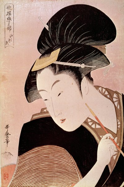 Retrato de Mulher estampa japonesa de Utamaro Kitagawa (1753-1806) de Kitagawa Utamaro