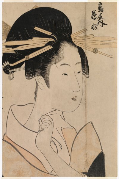 Retrato de uma gueixa da Sala de Chá de Uyo de Kitagawa Utamaro