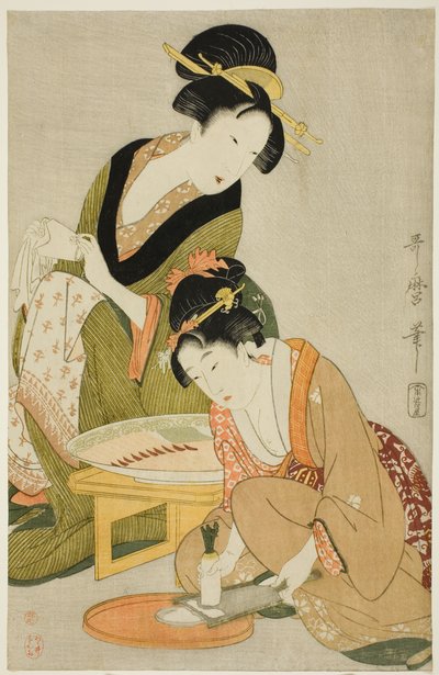Preparando uma refeição de Kitagawa Utamaro