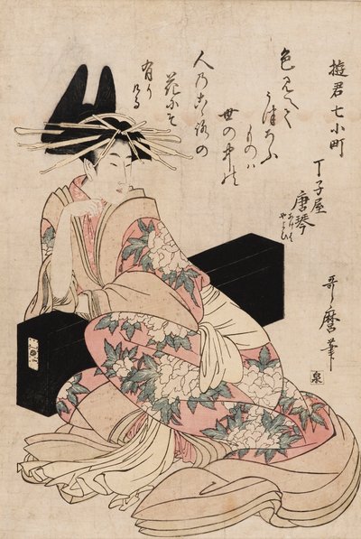Imprimir - A cortesã Chojiya Karakoto, século XVIII de Kitagawa Utamaro