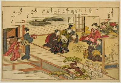 Jogo de correspondência de conchas, do livro ilustrado "Gifts from the Ebb Tide (Shiohi no tsuto)" de Kitagawa Utamaro
