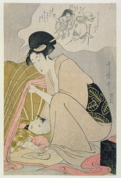 Riches TH 1913. Criança tendo um pesadelo, c.1801 (xilogravura) de Kitagawa Utamaro