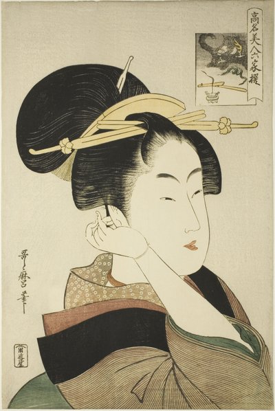 Tatsumi Roko, da série Belezas de renome comparadas aos seis poetas imortais de Kitagawa Utamaro