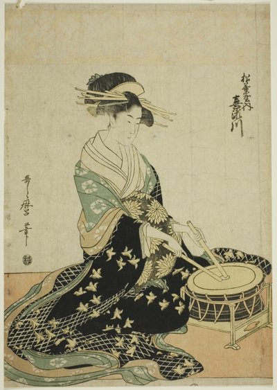 A cortesã Kisegawa do Matsubaya, de uma série sem título de cortesãs do Matsubaya como cinco músicos de Kitagawa Utamaro