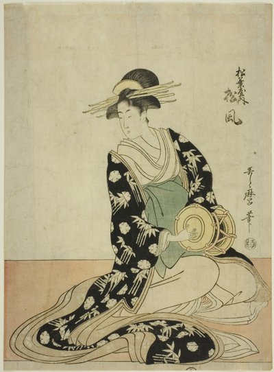 A cortesã Matsukaze do Matsubaya, de uma série sem título de cortesãs do Matsubaya como cinco músicos de Kitagawa Utamaro