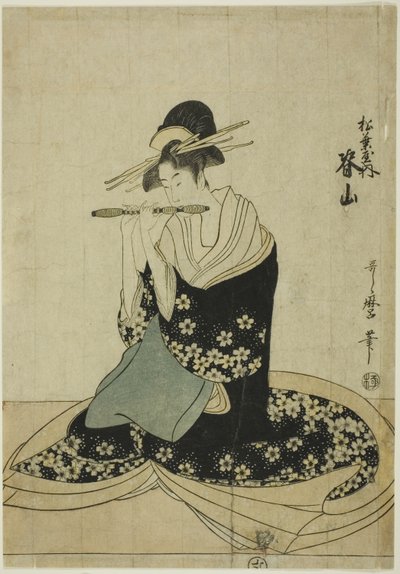 A cortesã Seyama do Matsubaya, de uma série sem título de cortesãs do Matsubaya como cinco músicos de Kitagawa Utamaro