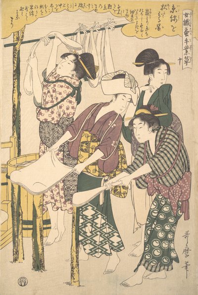 A confecção do fio de seda, c. 1790. de Kitagawa Utamaro