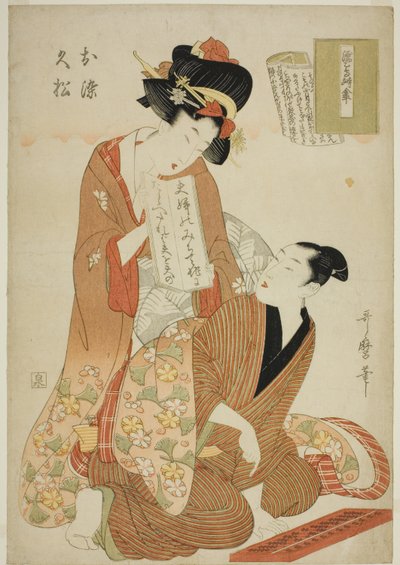 Te Tokoro Ruri, Wet Swallow Negura Kara Umbrella, da série Te s Tokoro Ruri B Letch (Onna Rully Book) (Wet Swallow Negura Kara Umbrella, tarde, Hisamatsu) de Kitagawa Utamaro
