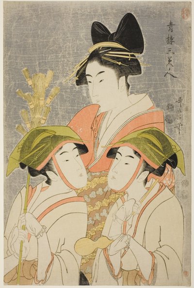 Três Beautiers de Yoshiwara de Kitagawa Utamaro