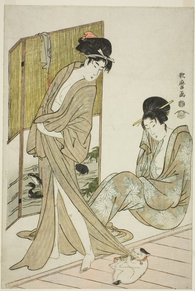 Duas moças depois de um banho de Kitagawa Utamaro