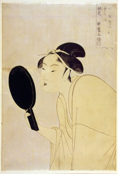 Tipo interessante - O tipo interessante, da série Dez tipos no Estudo Fisiognômico das Mulheres par Utamaro, Kitagawa (1753-1806), ca. 1792 - Lenha colorida, 37,1x24,1 - Coleção Particular de Kitagawa Utamaro