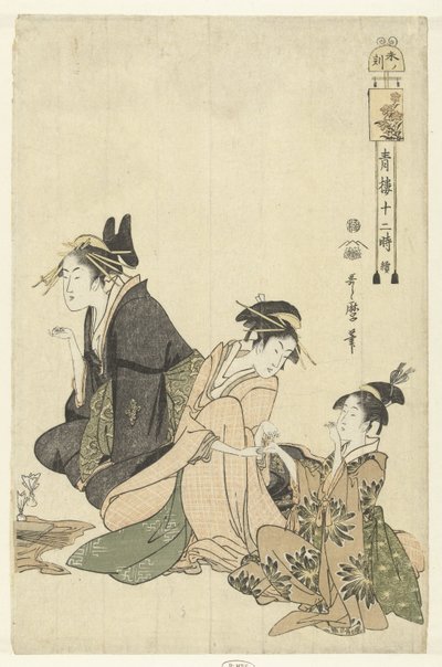A Hora das Ovelhas: Prevendo o Futuro Hitsuji no koku (título no objeto) Doze horas nas casas de prazer (título da série) Seiro junitoki (título no objeto) de Kitagawa Utamaro