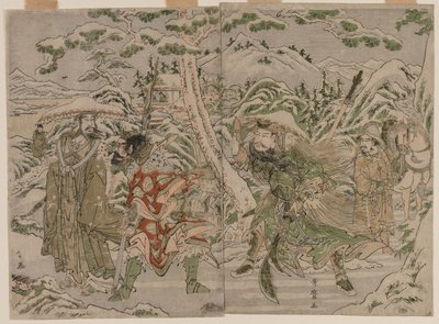 Cena de inverno do romance dos três reinos, c. 1790 de Kitagawa Utamaro