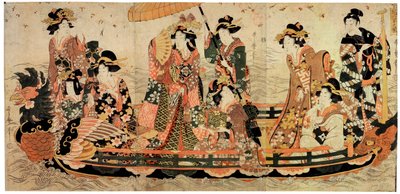 Cherry Blossom Viewing Hanami, início do século XIX. de Kitagawa Utamaro II