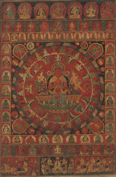Mandala do Deus Sol Rodeada por Oito Divindades Planetárias, datada, provavelmente 1379. de Kitaharasa